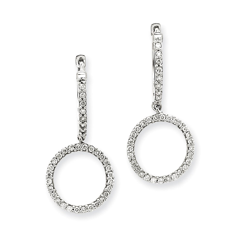 14k White Gold Real Diamond Double Hoop Earrings XE1614A