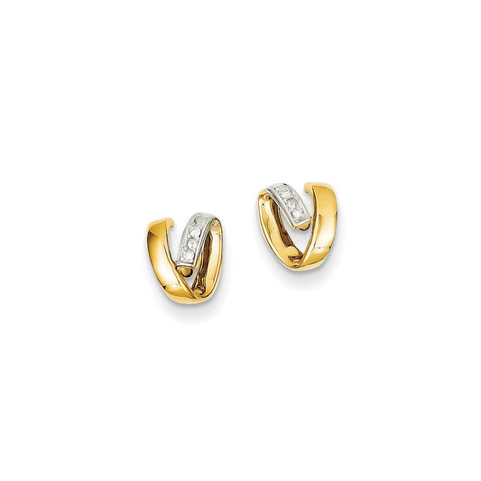 14K Yellow Gold and Rhodium Real Diamond Earrings XE1617A