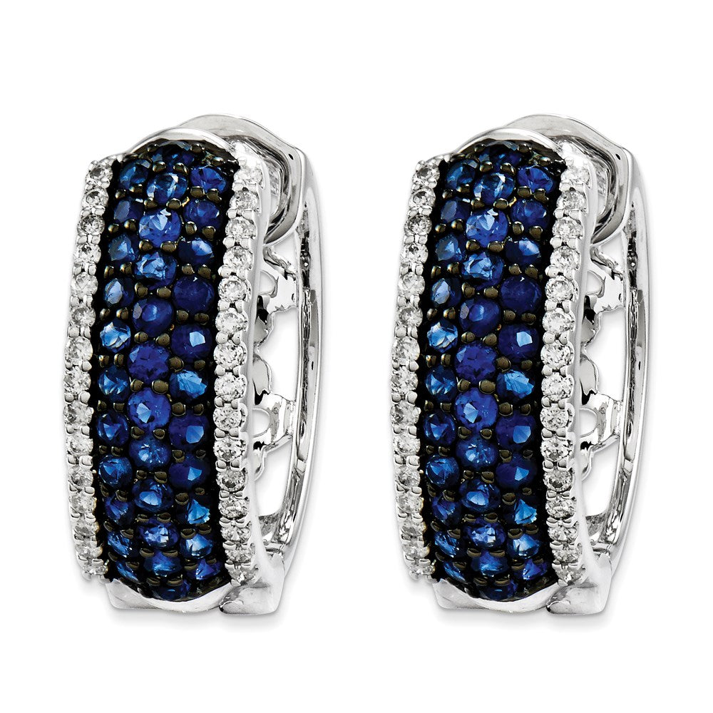 14k White Gold AA Real Diamond & Sapphire Earrings XE1640S/AA