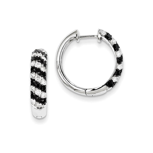 14k White Gold AA Real Diamond Hoop Earrings XE1648AA