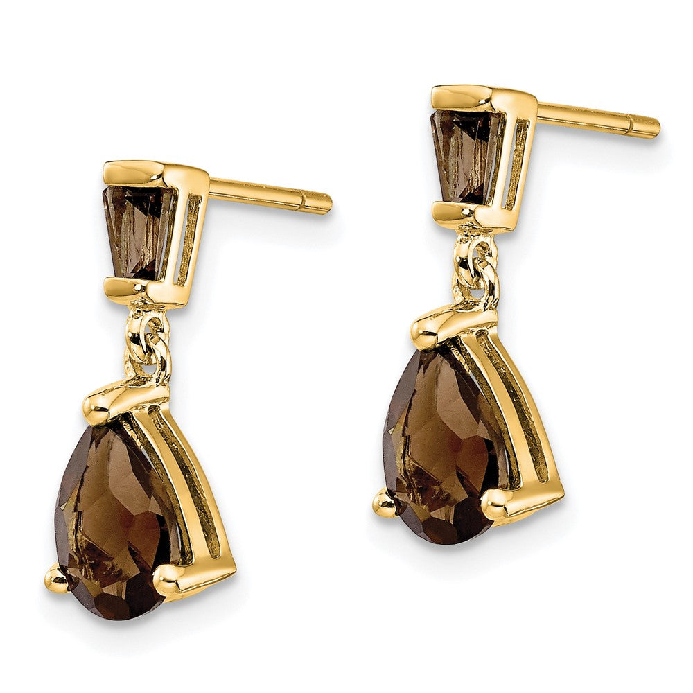 14k Yellow Gold Smok Yellow Gold Quartz Post Earrings