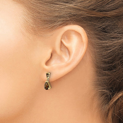 14k Yellow Gold Smok Yellow Gold Quartz Post Earrings