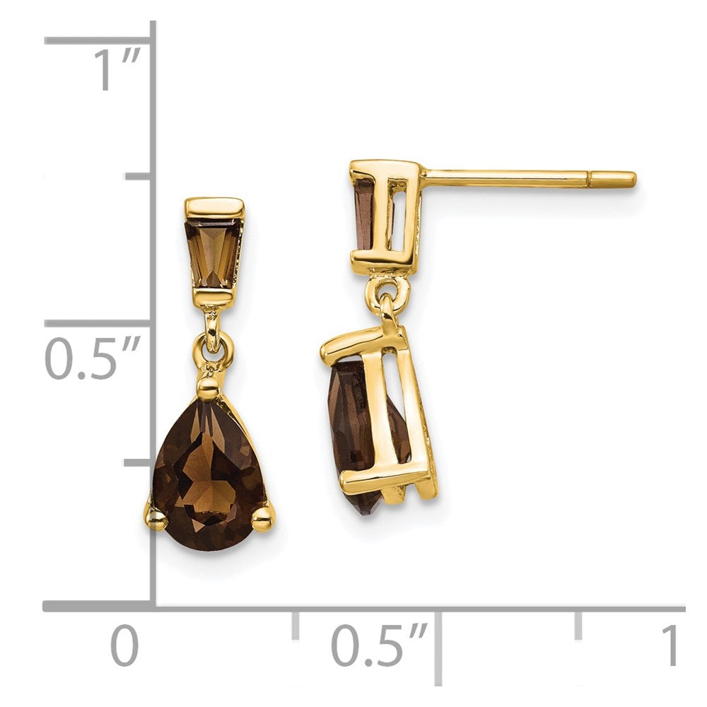 14k Yellow Gold Smok Yellow Gold Quartz Post Earrings