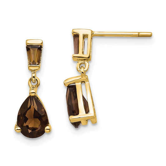 14k Yellow Gold Smok Yellow Gold Quartz Post Earrings