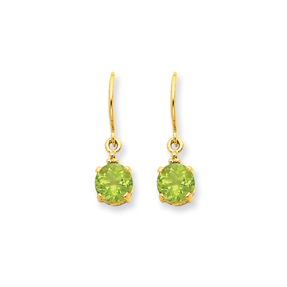 14k Yellow Gold Peridot & Real Diamond Dangle Earrings XE1739PE/A