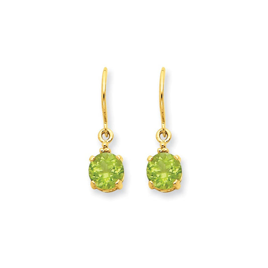14k Yellow Gold Peridot & Real Diamond Dangle Earrings XE1739PE/A