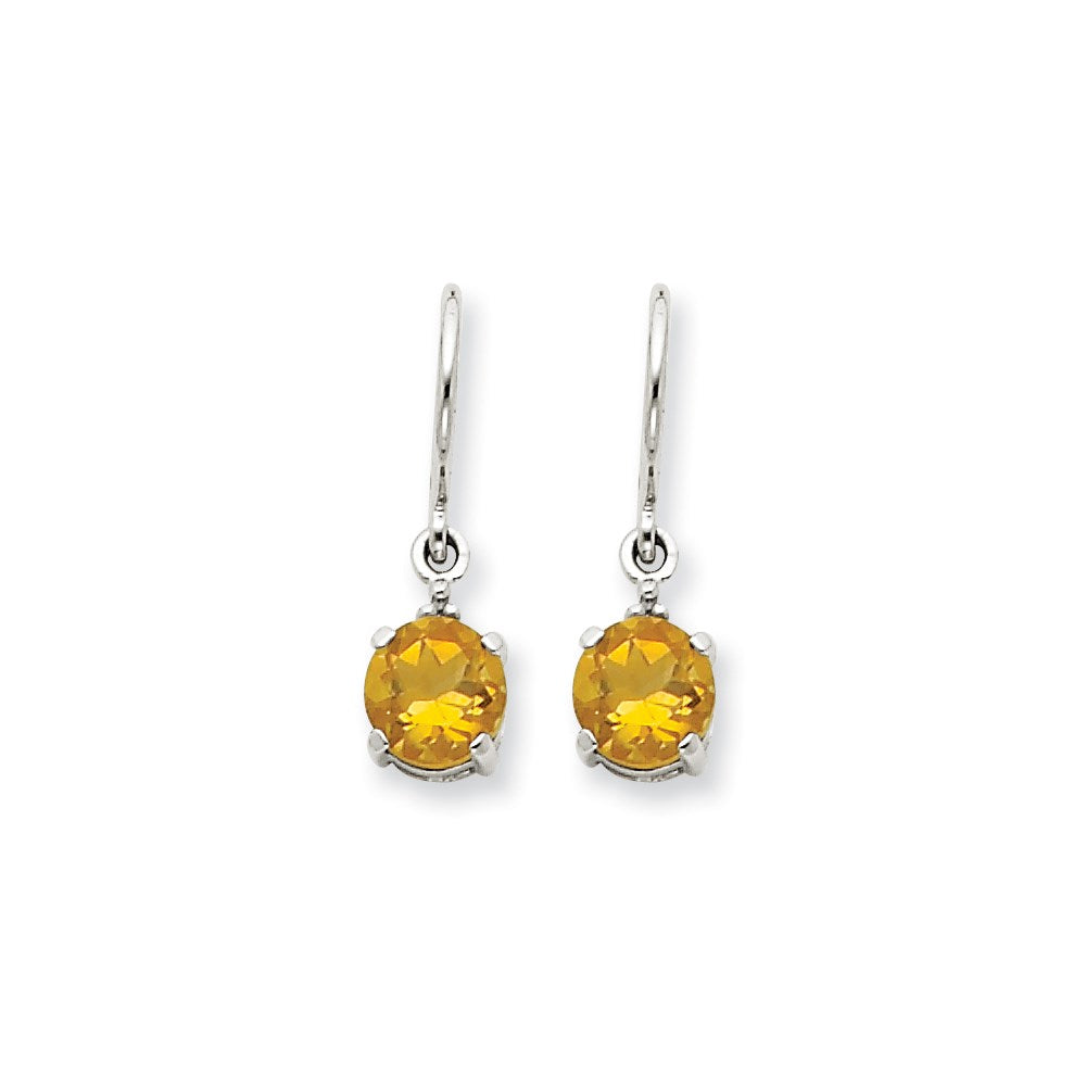 14k White Gold Citrine & Real Diamond Dangle Earrings XE1747CI/A