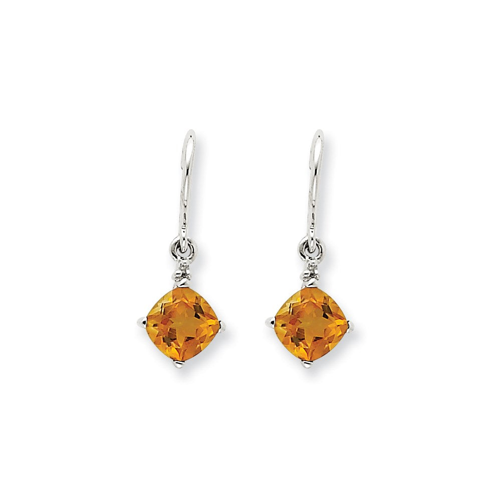 14k White Gold Citrine & Real Diamond Dangle Earrings XE1769CI/A
