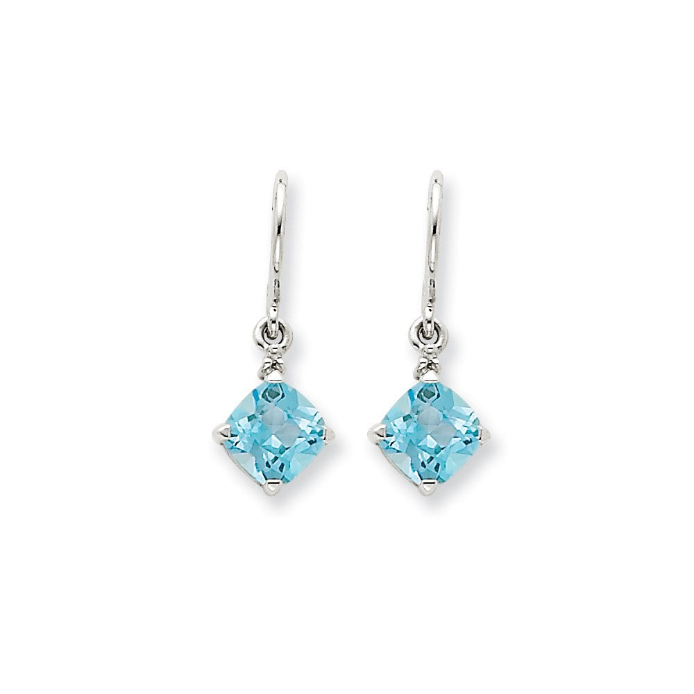14k White Gold Blue Topaz & Real Diamond Dangle Earrings XE1770BT/A