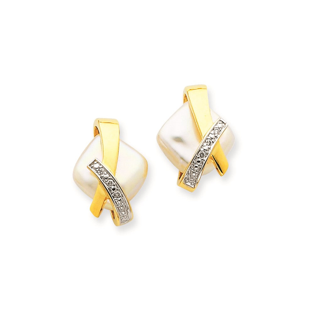 14K Yellow Gold FWCP & Dia Earrings XE1798P/A