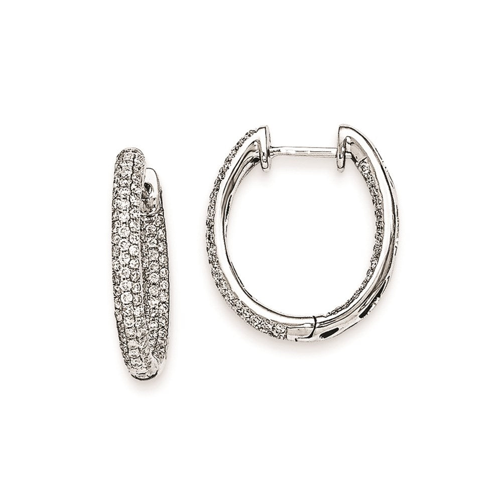 Solid 14k White Gold WG Dia In-Out Earrings