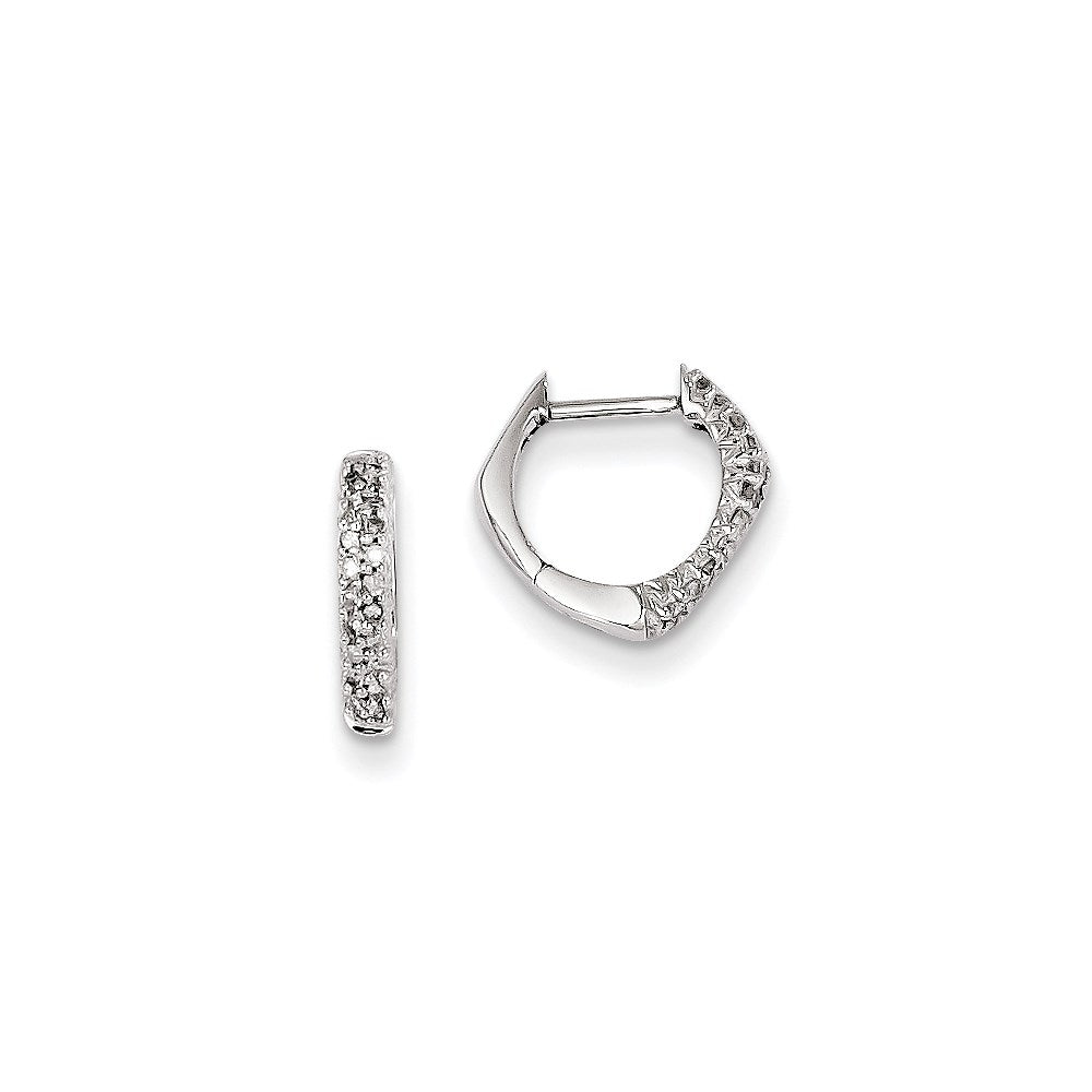 14k White Gold Real Diamond Hinged Heart Earrings XE1847AA