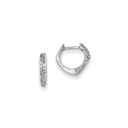 14k White Gold Real Diamond Hinged Heart Earrings XE1847AA