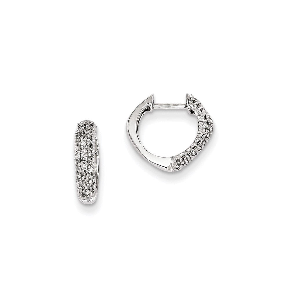 14k White Gold Real Diamond Hinged Heart Earrings XE1848AA