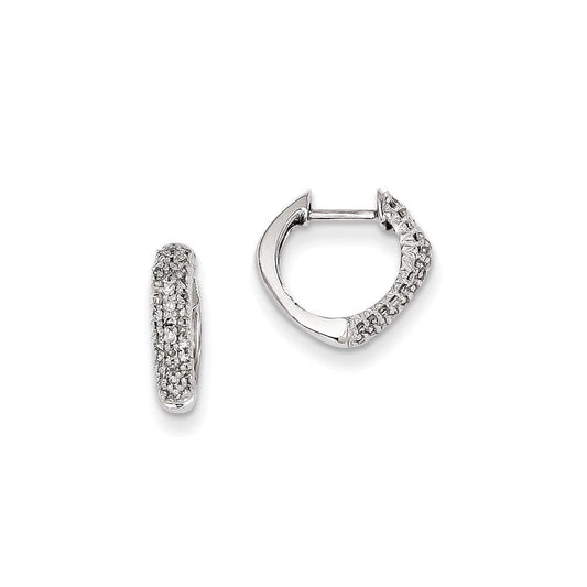 14k White Gold Real Diamond Hinged Heart Earrings XE1848AA