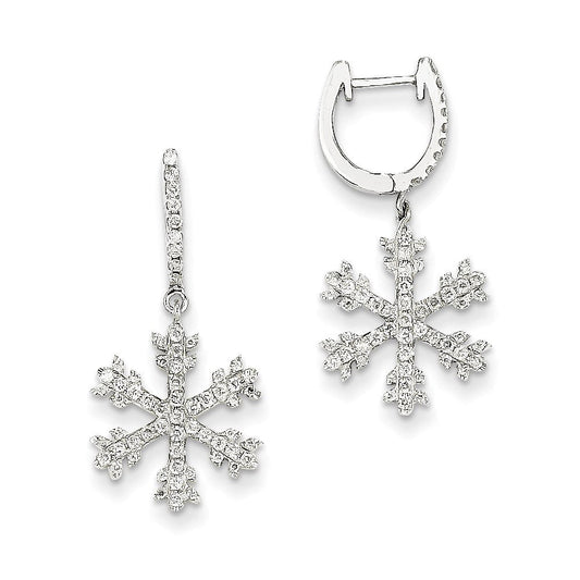 14K White Gold Real Diamond Snowflake Earrings XE1867AA