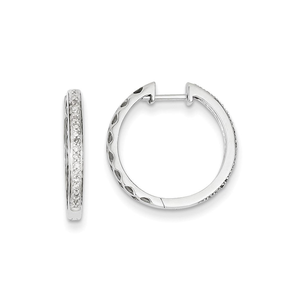 14K White Gold Real Diamond Hinged Hoop Earrings XE1870AA