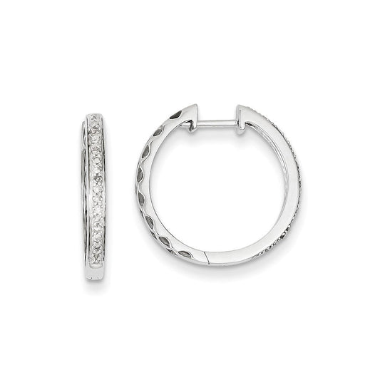 14K White Gold Real Diamond Hinged Hoop Earrings XE1870AA