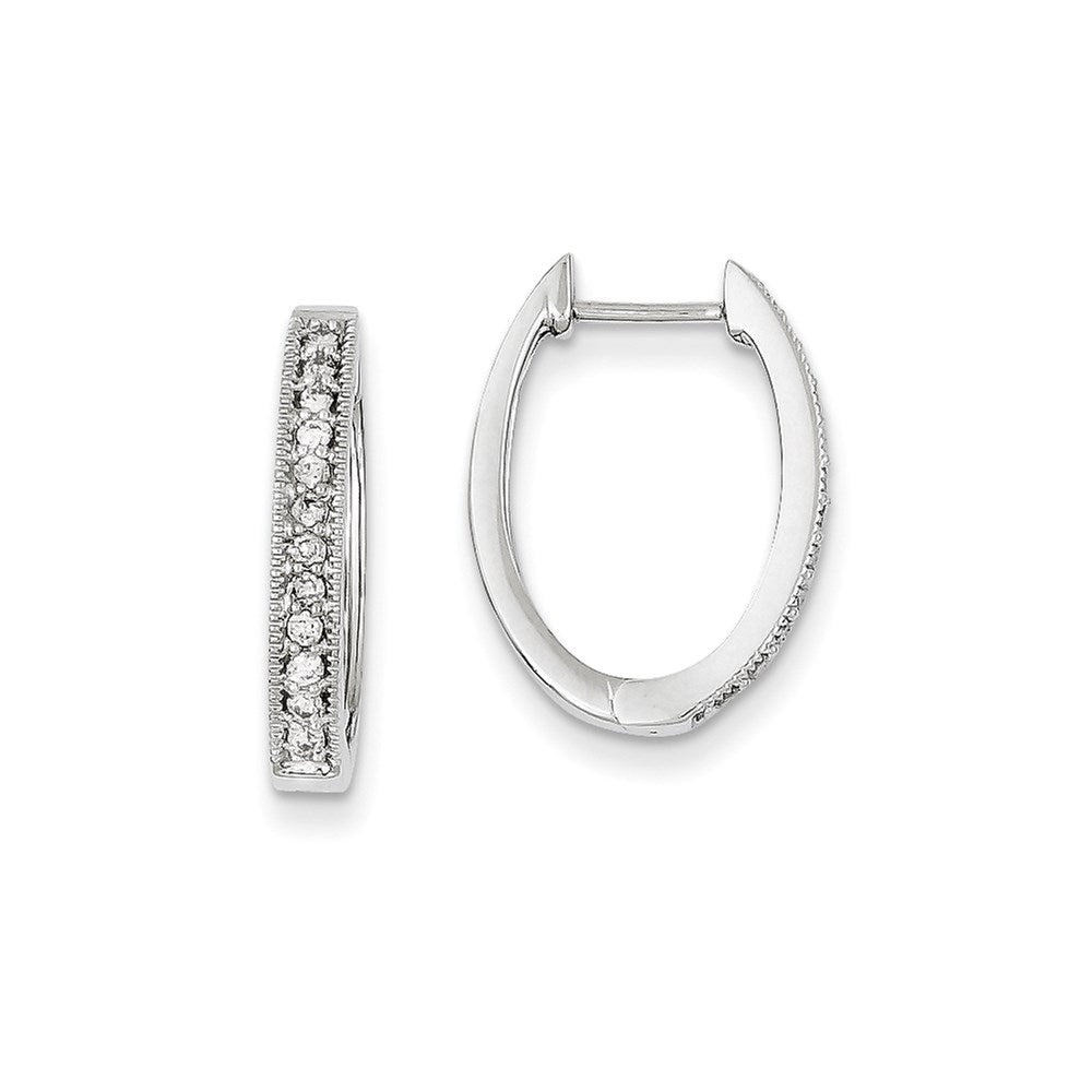 14k White Gold Real Diamond Hinged Hoop Earrings XE1874AA