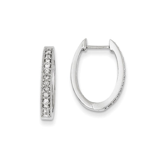 14k White Gold Real Diamond Hinged Hoop Earrings XE1874AA
