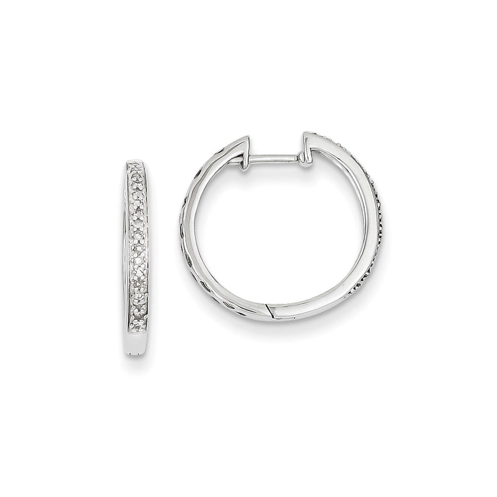 14K White Gold Real Diamond Hinged Hoop Earrings XE1876AA