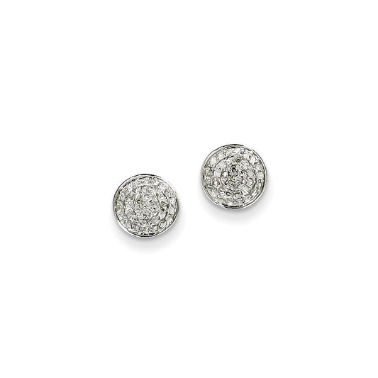 14K White Gold Real Diamond Small Round Pav‚ Post Earrings XE1879AA