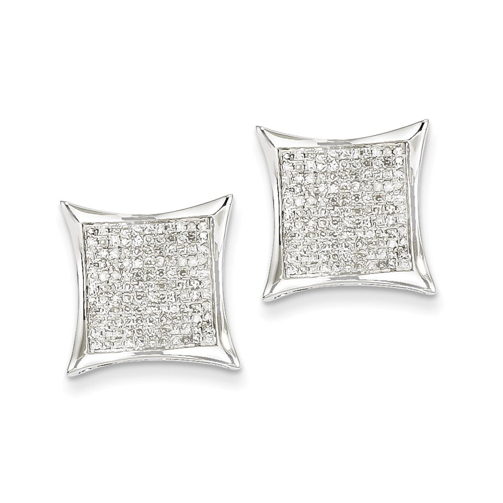 14K White Gold Real Diamond Medium Square Bezel Post Earrings XE1886AA