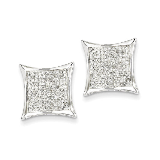 14K White Gold Real Diamond Medium Square Bezel Post Earrings XE1886AA