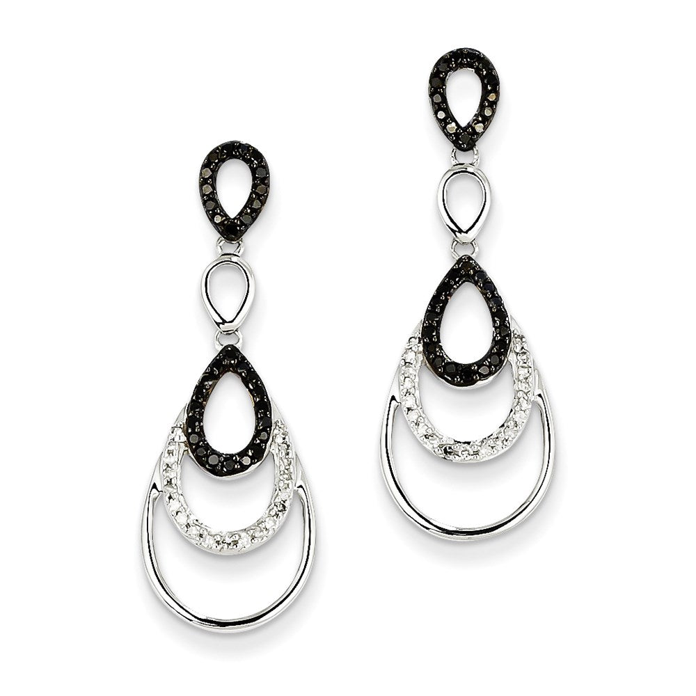 14K White Gold Black & White Real Diamond Post Earrings XE1893AA