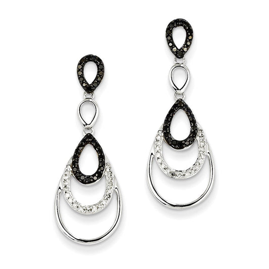 14K White Gold Black & White Real Diamond Post Earrings XE1893AA