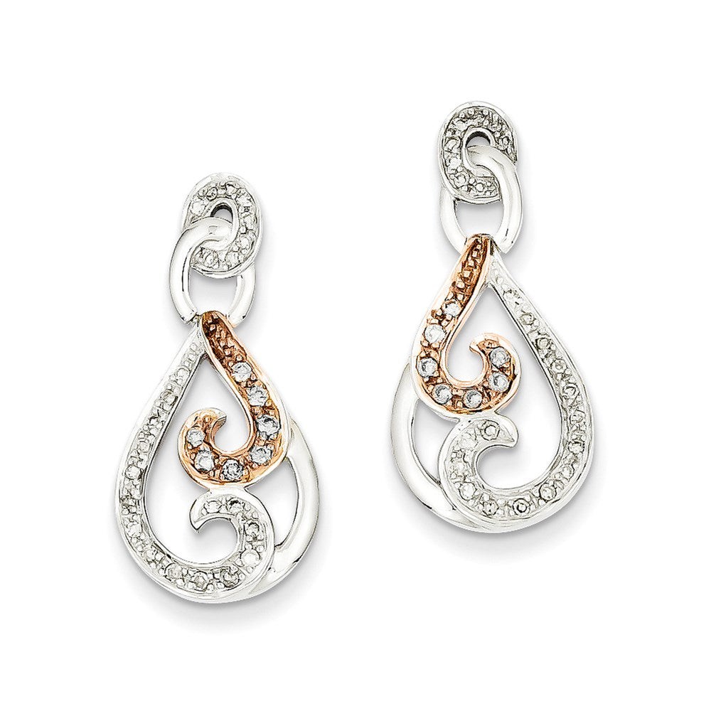 14K Yellow Gold White Gold & Rose Rhodium Real Diamond Post Earrings XE1895AA