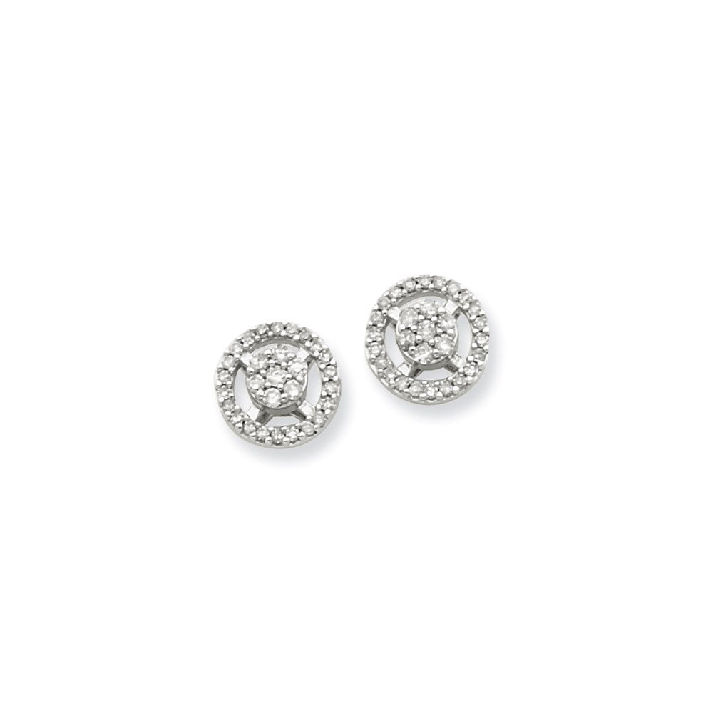 14k White Gold Real Diamond Post Earrings XE1900AA