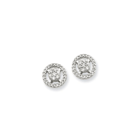14k White Gold Real Diamond Post Earrings XE1900AA