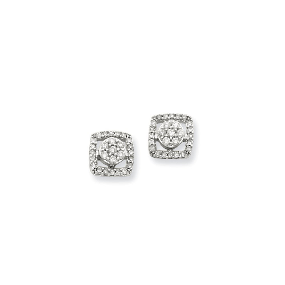 14k White Gold Real Diamond Post Earrings XE1903AA