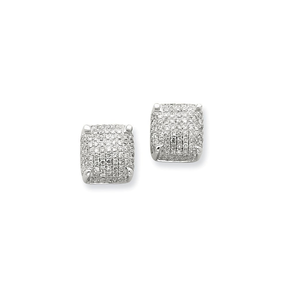 14K White Gold Real Diamond Medium Cube Post Earrings XE1910AA