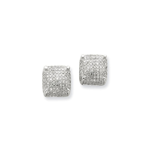 14K White Gold Real Diamond Medium Cube Post Earrings XE1910AA