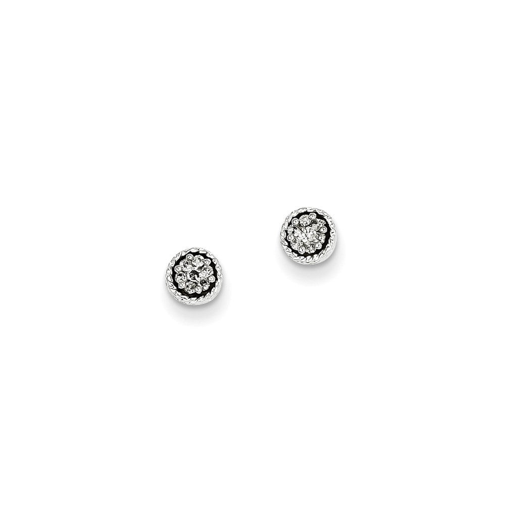 14K White Gold Seven Real Diamond Bezel Post Earrings XE1916AA