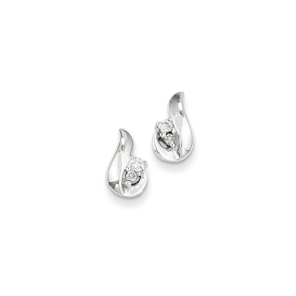 14K White Gold Real Diamond Post Earrings XE1917AA