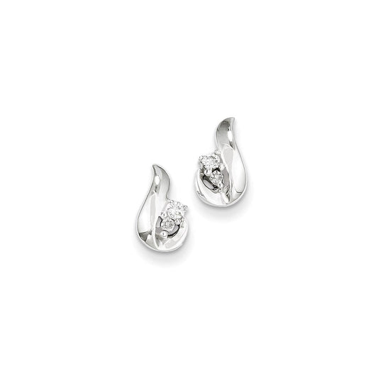 14K White Gold Real Diamond Post Earrings XE1917AA
