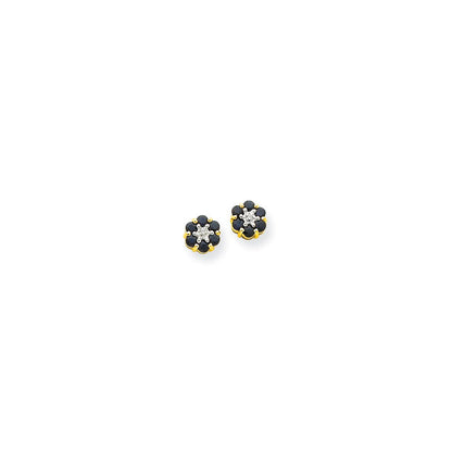 14k Yellow Gold & Rhodium Sapphire & Real Diamond Post Earrings XE1963S/AA