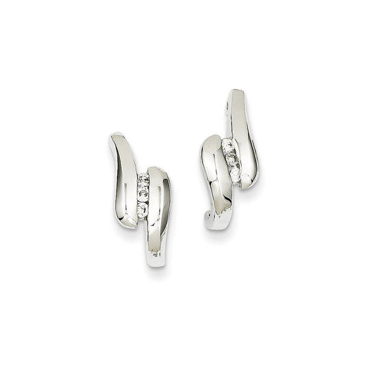 14K White Gold Real Diamond Post Earrings XE1981AA