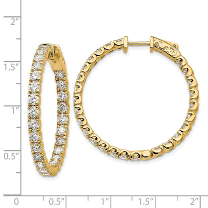 14k Yellow Gold Diamond Round Hoop w/Safety Clasp Earrings