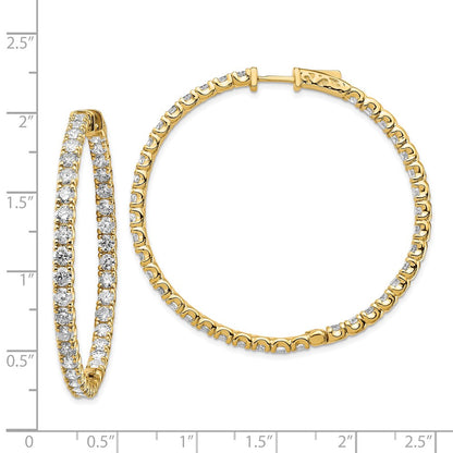 14k Yellow Gold Diamond Round Hoop w/Safety Clasp Earrings