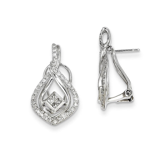 14k White Gold Real Diamond Post Earrings XE2059AA