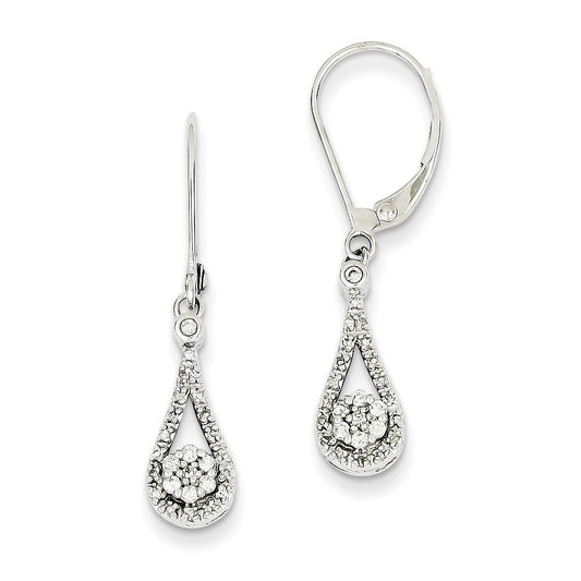 14k White Gold Real Diamond Hinged Hoop Earrings XE2079AA