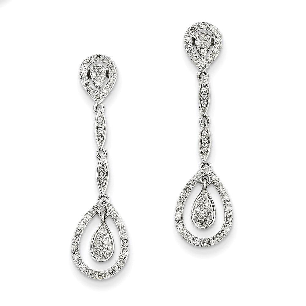 14k White Gold Real Diamond Dangle Earrings XE2080AA