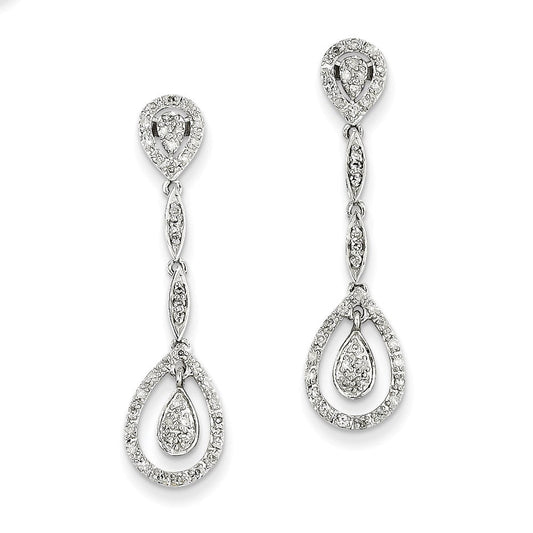 14k White Gold Real Diamond Dangle Earrings XE2080AA