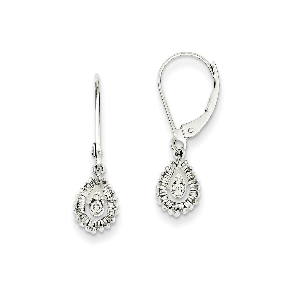 14k White Gold Real Diamond Leverback Earrings XE2090AA