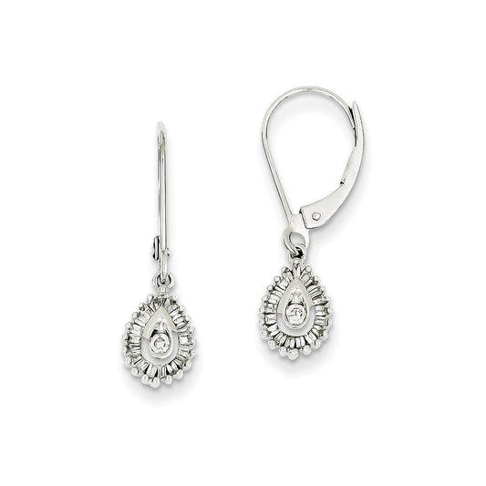 14k White Gold Real Diamond Leverback Earrings XE2090AA