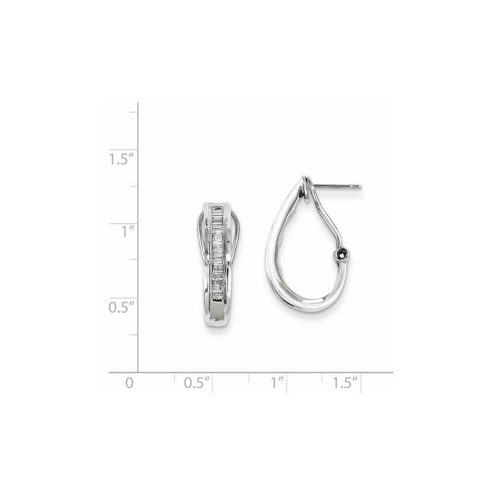 14k White Gold Diamond Omega back Earrings